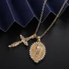 Mode katolsk Jesus Crucifix Cross Virgin Mary Pendant Necklace Religion Faith Clavicle Necklace206i