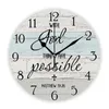 Zegary ścienne z Bogiem wszystko rzeczy biblijne Werset Biblijny Cytat religijny zegar chrześcijański Jezus inspirujące powiedzenie drewnianego zegarek dekoracja domu