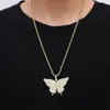 Collier pendentif papillon en pierre CZ colorée or argent pour hommes et femmes, avec chaîne en corde de 24 pouces, joli cadeau pour ami 229n