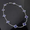 Designer Necklace VanCF Necklace Luxury Diamond Agate 18k Gold New Stone Four Leaf Grass Flower Necklace Blue Star Sky Necklace Color