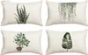Kuddefodral grön växt dekoration täcker 30 x50 cm linne rektangulärt fodral soffa hem säng dekoration kudde täckning t240309