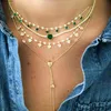 Pendant Necklaces 2021 gold metal color red blue green white heart drop charm cz station link chain choker necklace for 2021 valentines day gift339I L240309