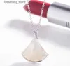 Pendant Necklaces Solid 925 Sterling Silver Fan Shed Pendant Necklace Black Agate Pink Opal Women Collaone Necklaces Jewelry272F L240309