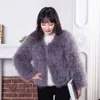 Domestic Sales Autumn And Winter New Ostrich Long Sleeved Haining Fur Coat For Women 406205