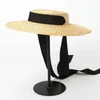 قبعة قش واسعة الحافة للنساء للنساء Long Ribbon Ladies Beach Hats Fashion Up Children Summer Sun Visor Caps 240304