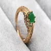 H1A58GREEN RED 100% Natural Emerald Ruby 14k Yellow Solid Gold Ring 6 7 8309L