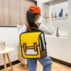 Ryggsäck 2021 Högkapacitet Fashion Cartoon Two Dimensional Personality 2D 3D Stereo Schoolbag288s