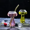 Wine Glasses 1Pcs 260ml Cute Mushroom Cocktail Glass Creative Transparent Beer Drink Cup Coffee Bar Party Nightclub