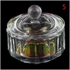 Nail Art Kits 1Pc Rainbow Crystal Clear Acrylic Liquid Dish Glass Cup With Cap For Powder Monomer Nail Art Tool Kit Dappen Drop Delive Dhvm6