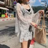 Women's Swimwear Seaside Holiday Beach Dress Hollow Hook Pattern Shirt Bikini Cover Up Swimsuit