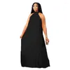 Vêtements ethniques Plus Taille Halter Plissé Robe élégante Femme Casual Loose Prom Femmes Robe longue 2024 Mode d'été Grande soirée