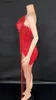 Urban Sexy Dresses Sexig show Stage Wear Red Sparkly Rhinestones fringes mesh se genom kort klänning kvinnor firar födelsedag bröllop kväll klänning l240309