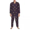 Men's Sleepwear Pajamas Men Witch Eyes Leisure Nightwear Dark Gothic Occult 2 Piece Casual Pajama Sets Long Sleeve Lovely Oversize Home Suit