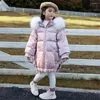 Down Coat Girls Cotton Clothes Thicken Winter Jacket 2024 The Children's Hooded Kids Parkas Mid-Long Warm Outerwear 4 6 10 12 14Y