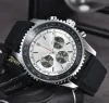 Mens Automatic Quartz titta på alla ratten fungerar stål och läderband klockor mens 1884 topp lyx varumärke armbandsur fasshion breitl super navitimer montre de luxe