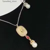 Ожерелья с подвесками Новый дизайн Подвески с черепами в виде карточек женские Ожерелья женские Винтажные латунные жемчужные ожерелья Дизайнерские украшения 031218W L240309
