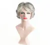 Short Curly Synthetic Wigs for Elder Women American African Afro Hair White Grey Wig Heat Resistant85068305792903