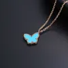 Designer Pendant Necklace Sweet Vanca Butterfly Necklace Womens Silver Blue Agate Butterfly Collar Chain med Design Light Luxury Neckchain 5R2N