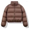 Dames Trenchcoats Korte Parka's Dames Street chic Cropped Down Jas Koreaans Zoet Pufferjack 2024 Vrouwelijk Zwart Rits Verdikking Warm