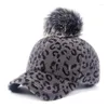 Ball Caps Leopard Einstellbare Herbst Winter Baseball Kappe Warm Halten Koreanische Version Erwachsene Pompon Hut Erreichte