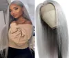 1830inch GreyDark Blue Color Synthetic Wigs Straight Simulation Human Hair For Women Transparent none lace Wig1963329