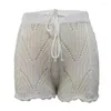 Pantalones cortos de mujer de encaje cintura elástica alta cintura de punto playa para mujer cordón color sólido