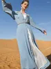 Ethnic Clothing Ramadan Eid Fashion Muslim Dress Silky Soft Robe Musulmane Abaya Elegant Arab Worship Service WY1464