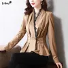 Blazers Creative Patchwork Lace Pleated Skinny Single Button Vneck Office Lady Blazers Autumn Winter Thin Sexy Women's Clothing 2022