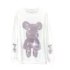 Moletons Hot Rhinestone Cartoon Urso Branco Hoodie Mulheres 2021 Primavera Moda Solta Plus Size Harajuku Coreano Kawaii Crewneck Longo Rosa Top