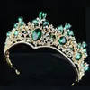 Tiara de noiva headpiece 2022 vintage barroco concurso coroa nova liga verde diamante esmeralda coroas nobres elegante headwear quinceaner3082