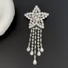 Överdriven kristallstjärna pendelle tassel stor brosch örhängen silver öronklipp kvinnor europe Amerika smycken trender