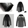 Chaquetas de cuero de cuero de imitación de cuero para hombres Hombres Abrigos de cuello de piel casual Chaqueta de imitación de motocicleta Ropa negra larga Drop Delive DHGPC