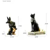 Decorative Objects Figurines NORTHEUINS Resin Egyptian Cat And Dog God Creative Wine Rack Bottle Holder Home Decoration Accessories Modern Figurines Interior T24