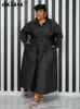 Urban Sexy Dresses CM.yaya Vintage Plus Size Women Single Breasted Lapel Collar Long Sleeve Big Swing Shirt Fashion Maxi Long Smock Dress Vestidos L240309