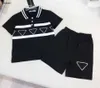 Lüks Bebek Trailtsits Lapel T-Shirt Set Çocuk Tasarımcı Kıyafet Boyutu 90-150 cm İki Parçalı Set Geometrik Logo Polo Gömlek ve Dantel Yukarı Şort 24MAR