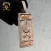 Iced Out Jewelry Customized Hip Hop Luxury Rectangular Pendant 925 Silver Rose Gold Plated Moissanite Chain Pendant for Men