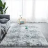 Tapis gris en peluche doux, teinture par nouage, pour salon, chambre à coucher, tapis de sol antidérapant, tapis à Absorption d'eau, Rugs261R