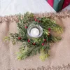 Dekorativa blommor 1st Xmas Candle Holder Ornaments Artificial Pine Branches Wreath Creative Christmas Party Wedding Table Home Decor