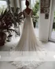De novia vestido boho jurken 2024 v nek strand kanten bruiloftjurken elegante bohemian tule a line bruidsjurk yd