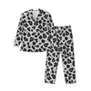 Mäns sömnkläder pyjamas man Mountain Cheetah Gray Daily Nightwear Animal Skin 2 Piece Casual Set Long Sleeve Romantic Overize Home Suit