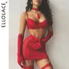 Ellolace Feine Satin-Dessous, sexy Unterwäsche, Spitze, 5-teilig, Sissy, nahtlos, intim, unzensierter Rock, ausgefallene BH- und Höschen-Outfits 240305