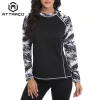 Koszule attraco kobiety rashguard długie rękaw retro kwiatowy nadruk szybka koszula surfing top koszule turystyczne