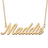 Maddie-Namensketten-Anhänger, individuell personalisiert, für Frauen, Mädchen, Kinder, beste Freunde, Mütter, Geschenke, 18 Karat vergoldeter Edelstahl