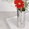 Vazolar Çiçek Vazo Ev veya Düğün İçin Dekoratif Merkez Parçası Sus304 Paslanmaz Çelik 8.2 boyunda (Gümüş) L240309