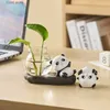 Dekorativa föremål Figurer Creative Home Decoration Cartoon Animal Panda Flower Pot For Hydroponic Lovely Loving Room Table Oranament Desk Accessories T24030