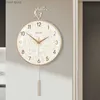 Relógios de parede Relógio de parede de luxo Digital Home Sala de estar Interior Design Nordic Cobre Deer Decorações Pêndulo Eletrônico Relógios de Parede Decoração T240309