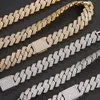 Groothandel Mannen Hip Hop Sieraden 20mm 3 Rijen Gold Chunky Ketting Iced Out Cz Prong Cubaanse Link Chain diamant