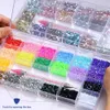 Ensemble de strass en cristal AB transparent de 3mm, résine ronde à dos plat, pierres précieuses colorées à paillettes, accessoires pour ongles, décorations artistiques 3D à faire soi-même, 240229