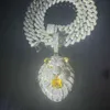 Ensemble de pendentif tête de Lion personnalisé avec Gra Moissanite en argent Sterling 925, grand pendentif Hip Hop pour hommes