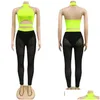 Survêtements pour femmes Y Deux pièces Ensemble Femmes Vêtements Ensembles Rave Festival Party Club Tenues pour Halter Crop Tops et Mesh Sheer Leggings Dhtua